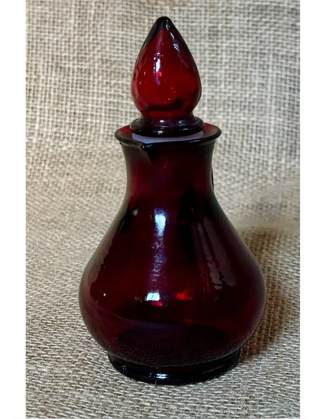 Vintage Avon Cape Cod Ruby Red Cruet with Strawberry Stopper Goth Dark Romance